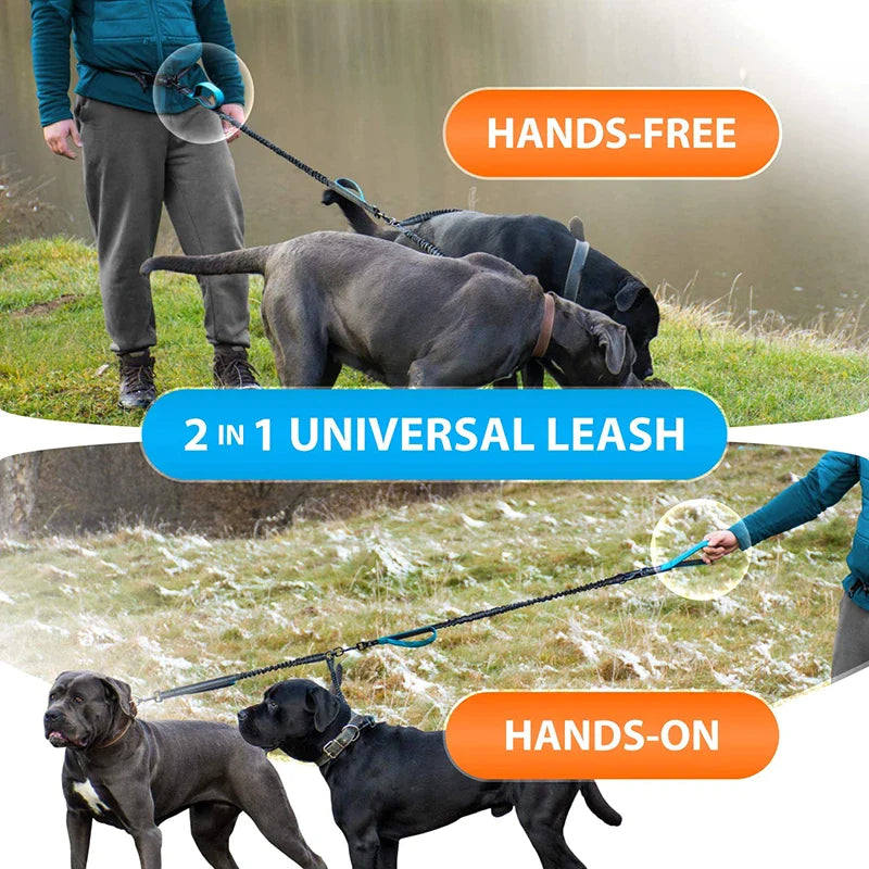 Reflective Strong Hands Free Double Dog Lead