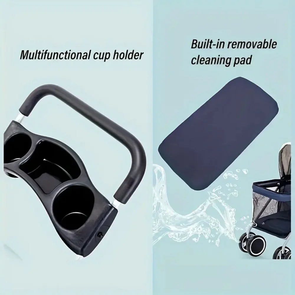 Outdoor Pet Stroller With Cup Holder