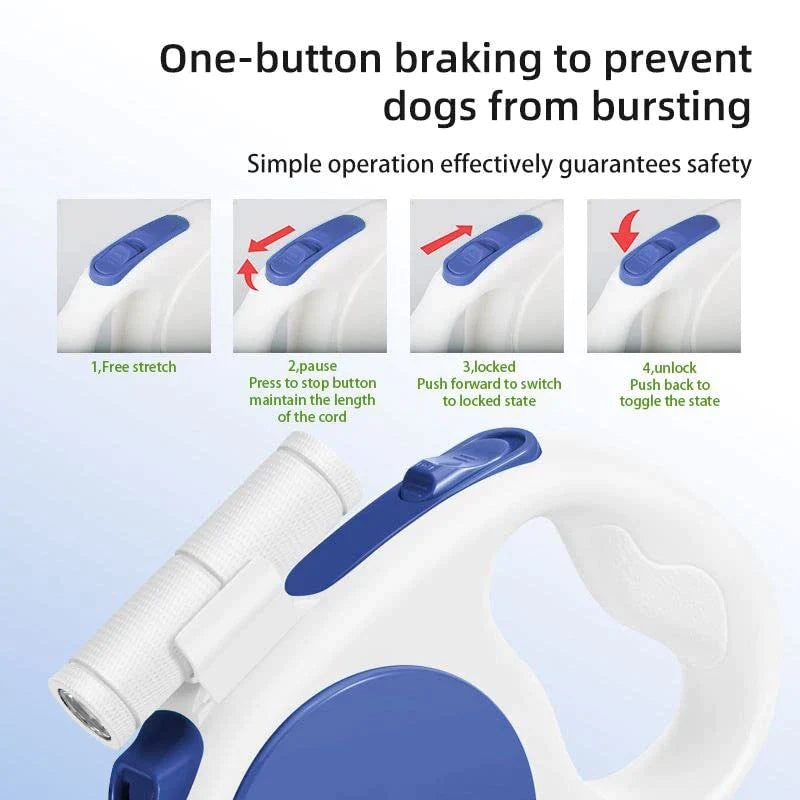 3-in-1 Retractable Dog Leash With LED Flashlight