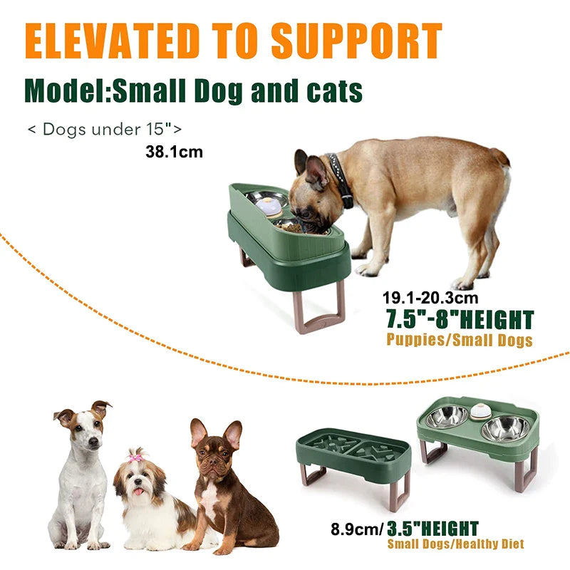 3-in-1 Stainless Steel Elevated Dog Bowl