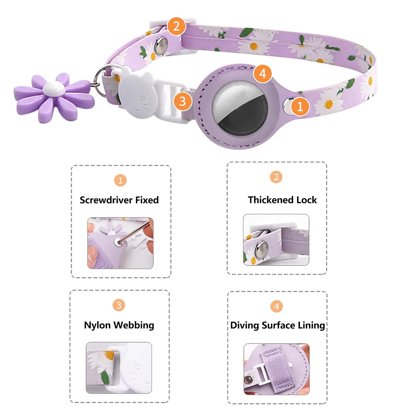 Lightweight Pet AirTag Collar