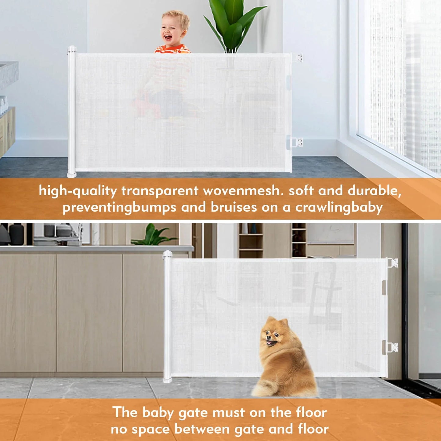 Safety Mesh Retractable Dog Gate