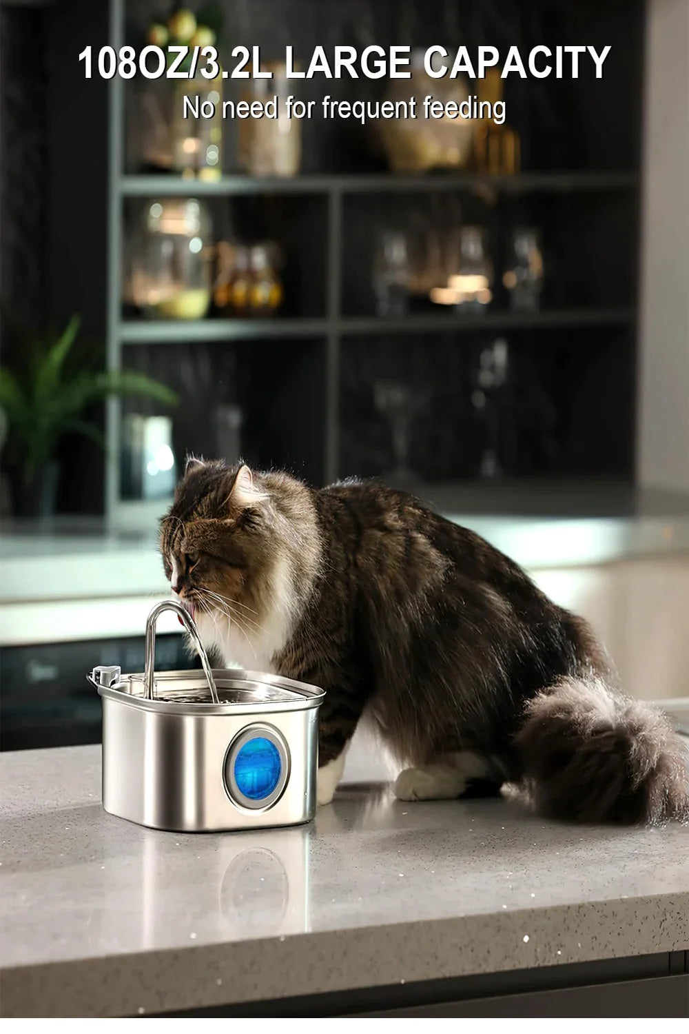 3.2L Stainless Steel Pets Water Dispenser