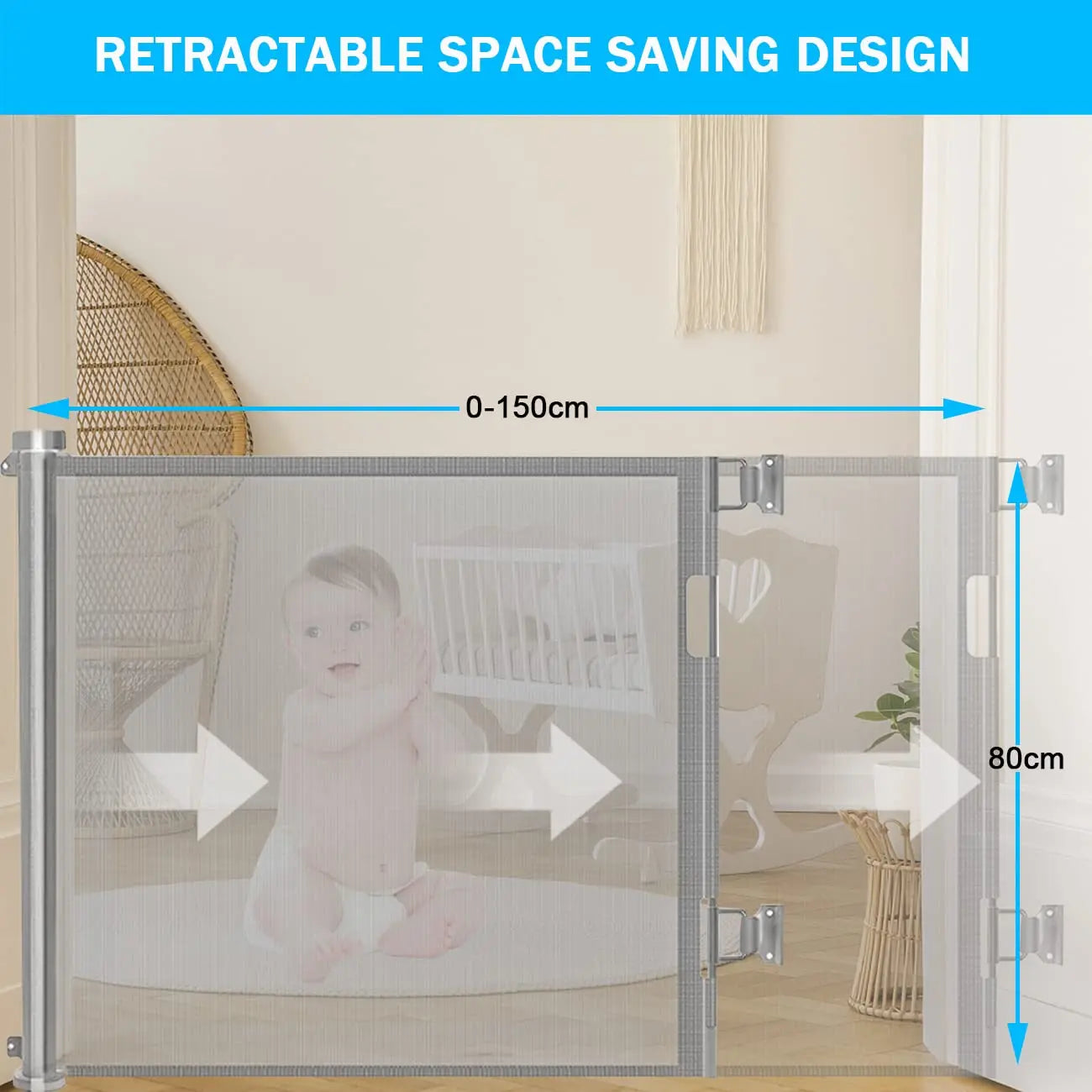 Safety Mesh Retractable Dog Gate