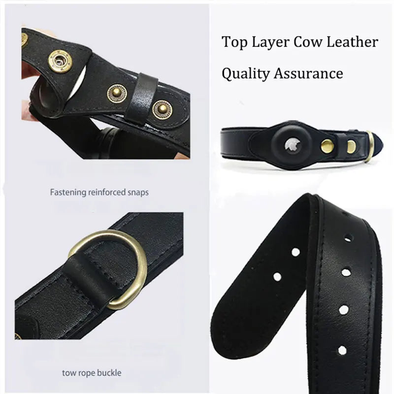 Luxury Leather AirTag Pet Collar
