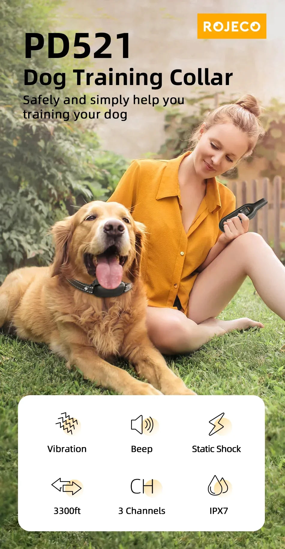 Rechargeable Remote Control IPX7 Dog Collar