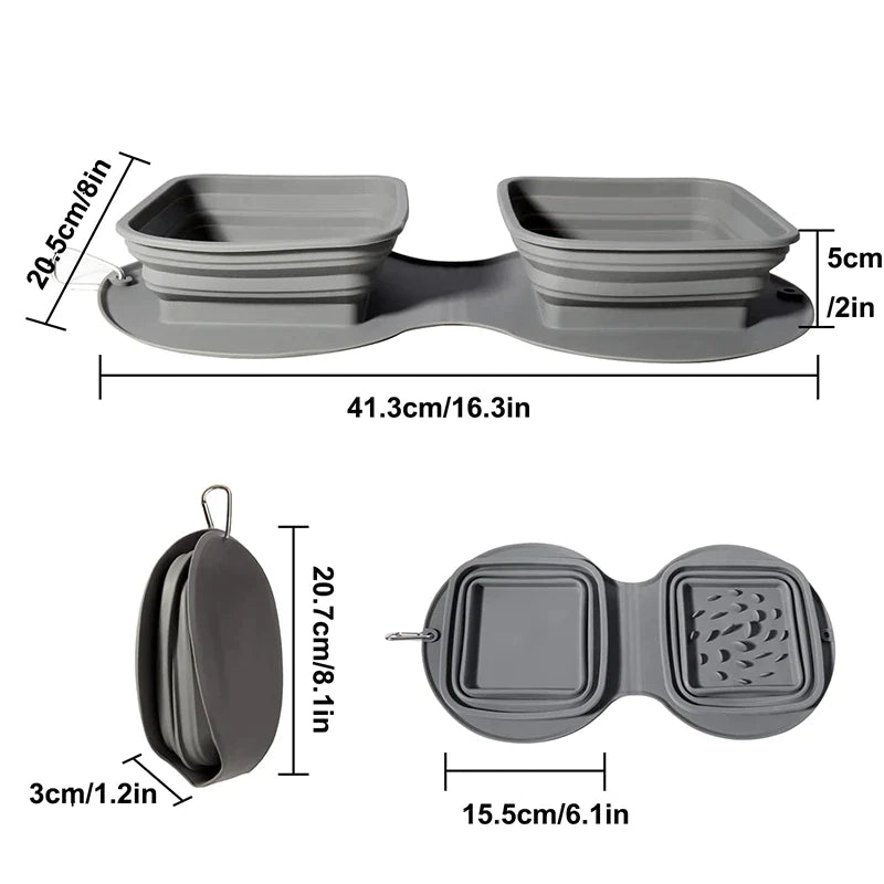 No-Spill Portable Double Dog Bowl