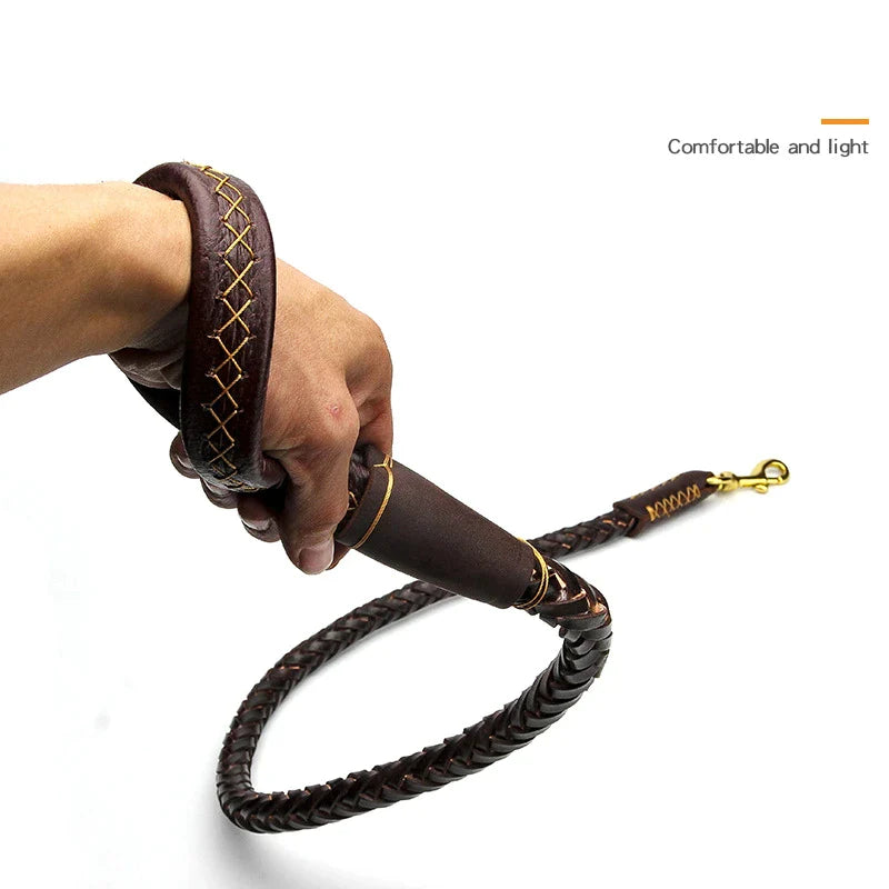 Braided Strong Leather Dog Leash
