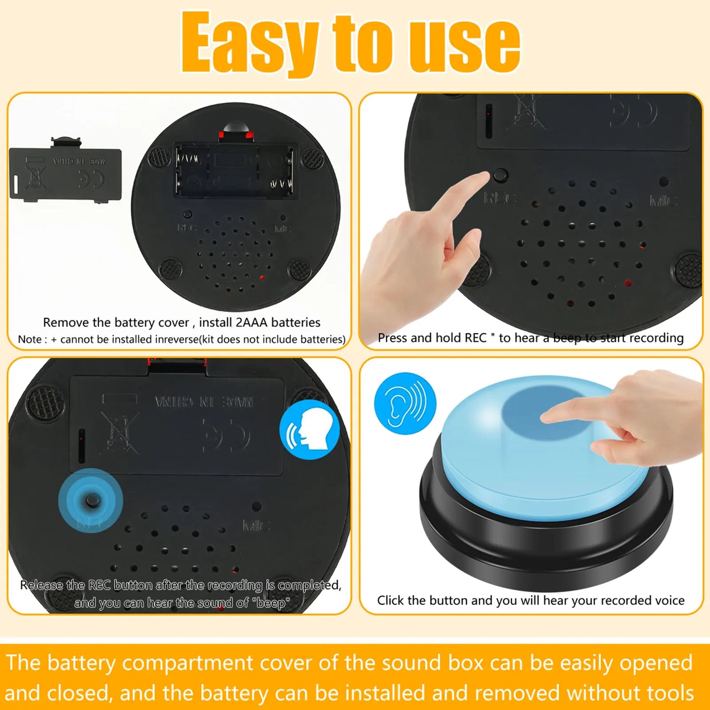 4Pcs Dog Talking Button With LED Light