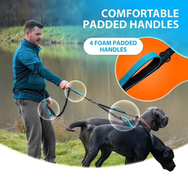 Reflective Strong Hands Free Double Dog Lead