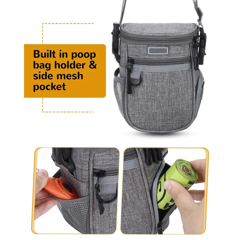 Built-in Poop Bag Dispenser Pet Treat Pouch