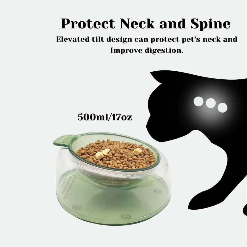2 In 1 Non-Skidding Tilted Pet Bowl