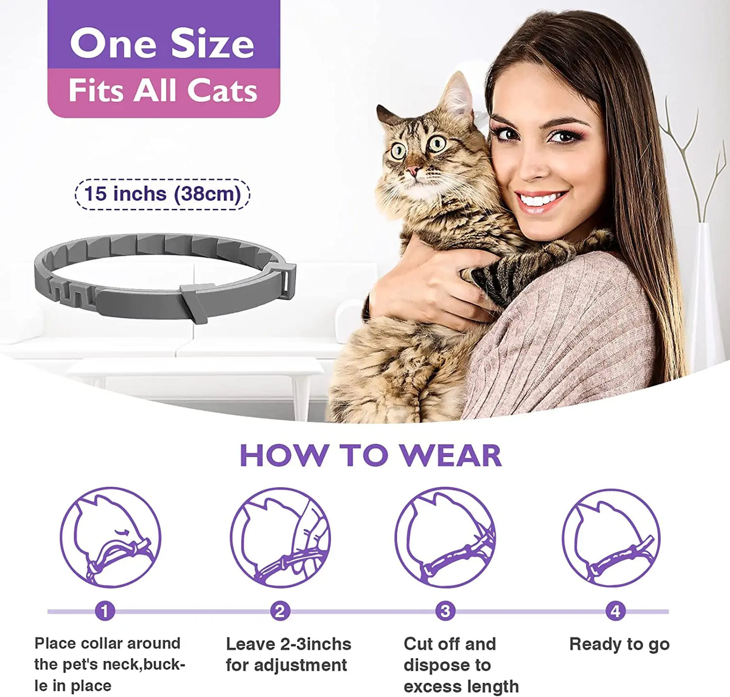 4PCS Effective Safe Cat Calming Collars