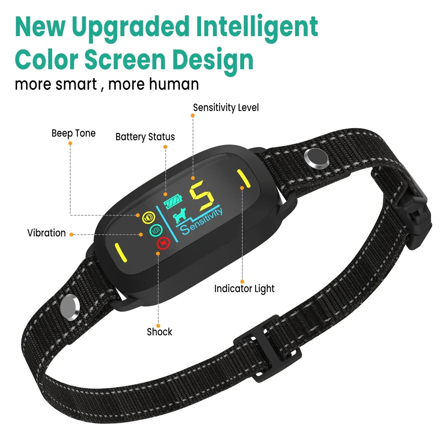 Reflective Nylon Strap Anti Bark Dog Collar