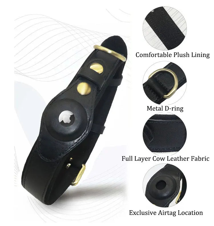 Luxury Leather AirTag Pet Collar