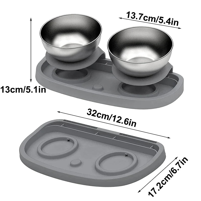 Stainless Steel Raised Double Pet Feeder