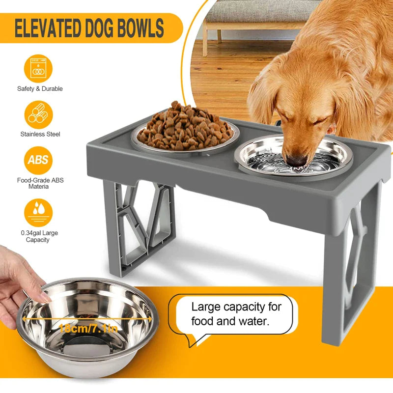 3 Heights Stainless Steel Raised Pet Feeders