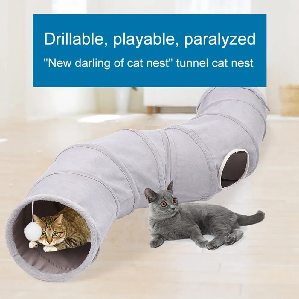 Collapsible Peek Hole Cat Tunnel