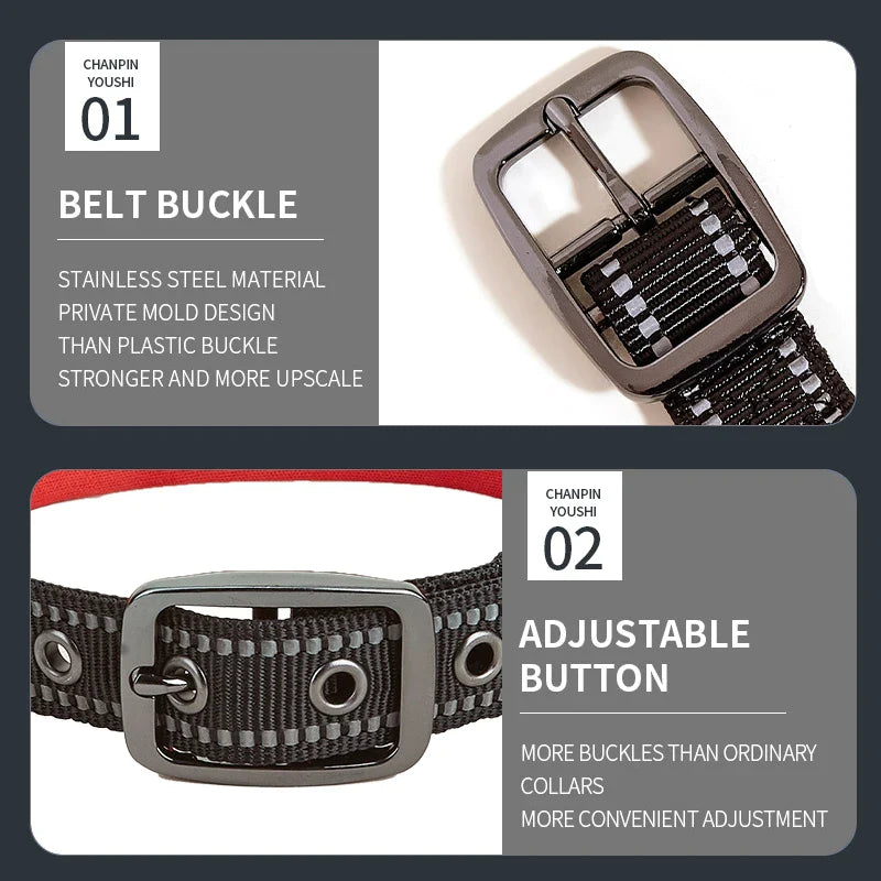 Reflective Nylon Dog AirTag Collar & Lead