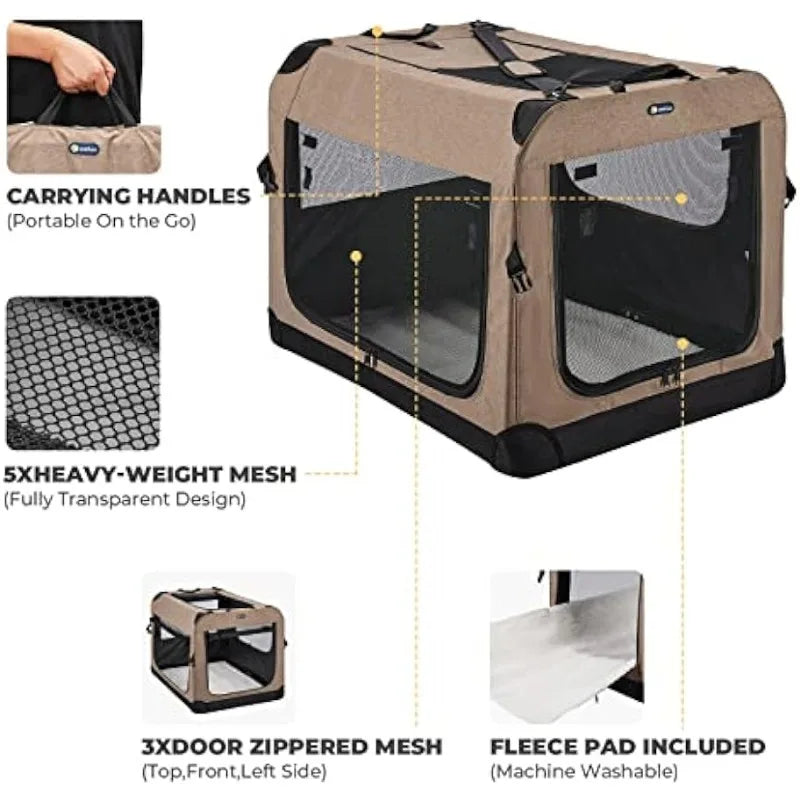 3-Door Folding Soft Dog Kennel
