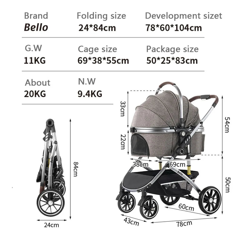 Lightweight Aluminum Frame Dog Stroller