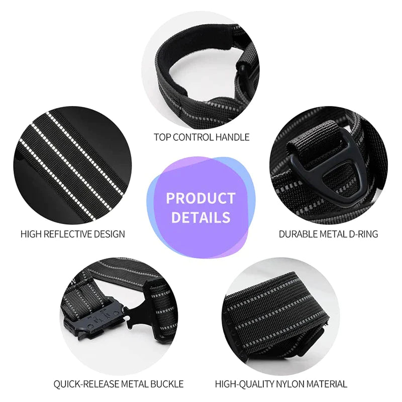 Control Handle Reflective Tactical Dog Collars