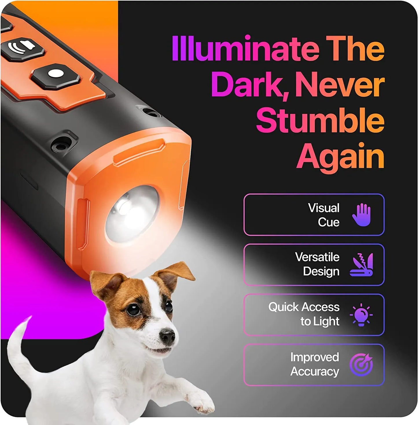 Ultrasonic Dog Repeller Device With LED Flashlight