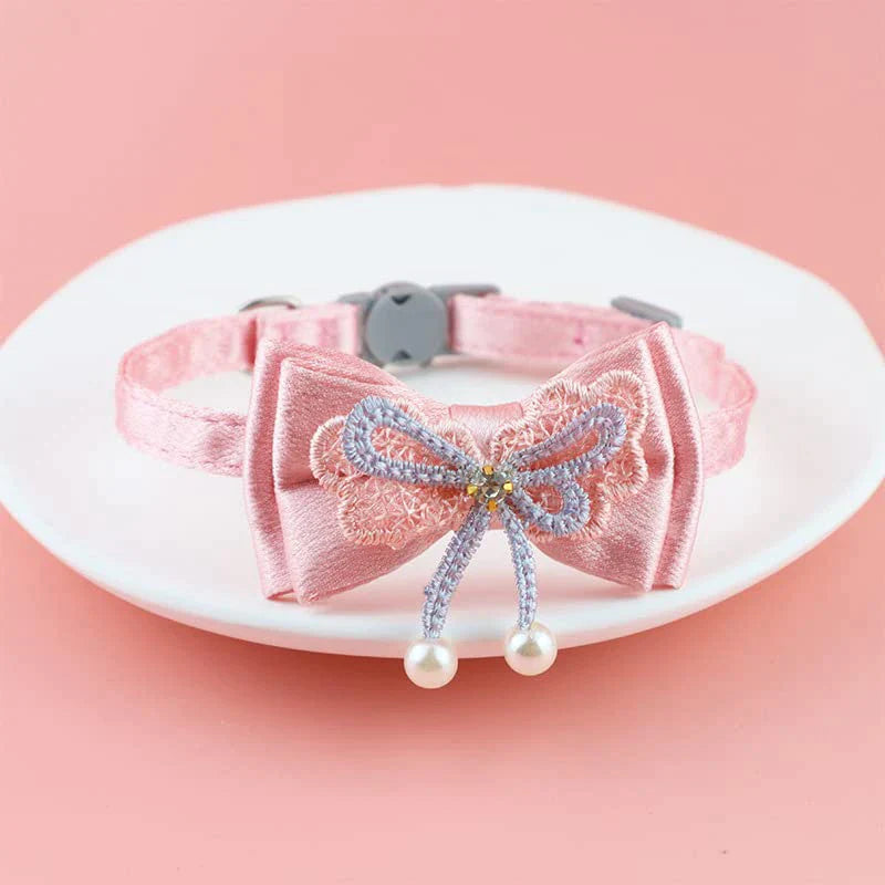 Cute Girl Cat Collar With Bowtie