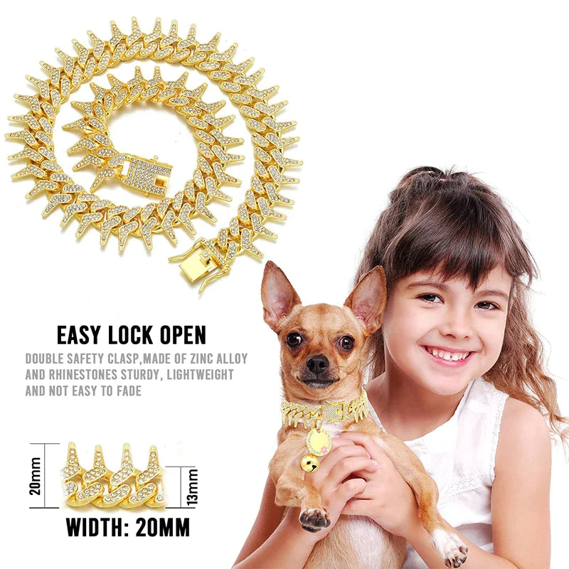 Bling CZ Diamond Gold Dog Collar