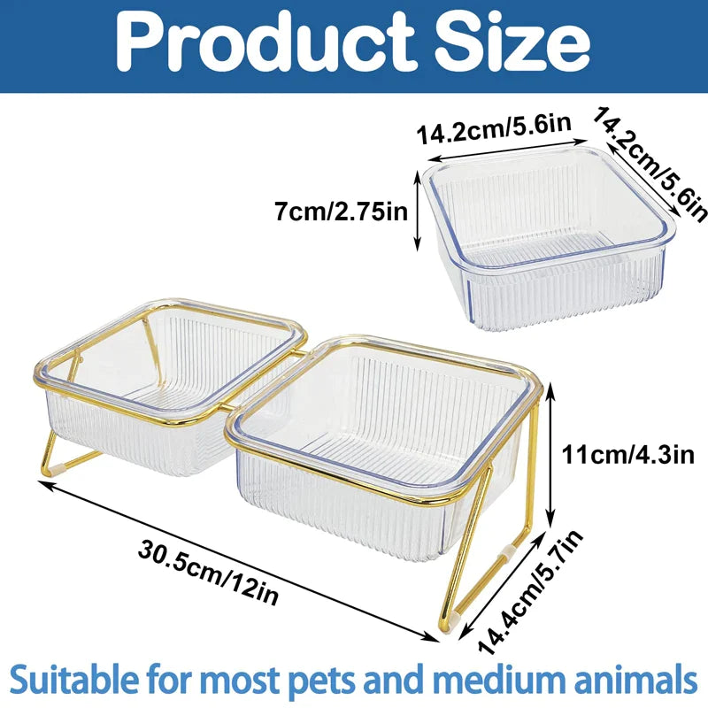 Transparent Elevated Double Pet Bowls