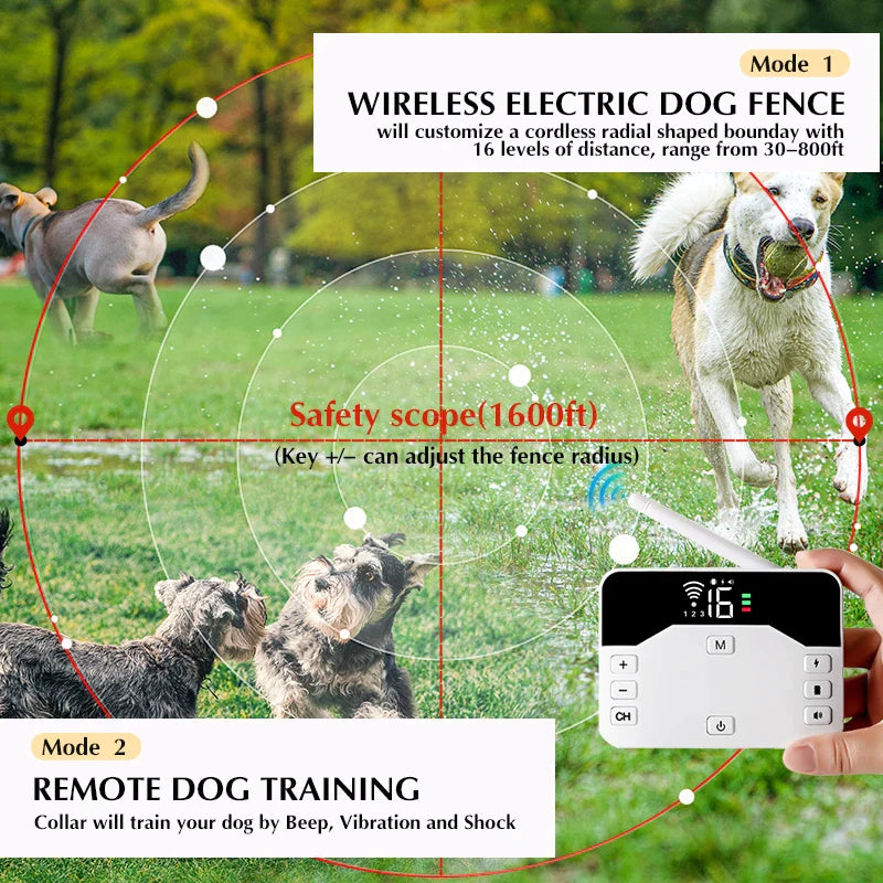 2 Function In 1 Dog Wireless Fence Training Collar
