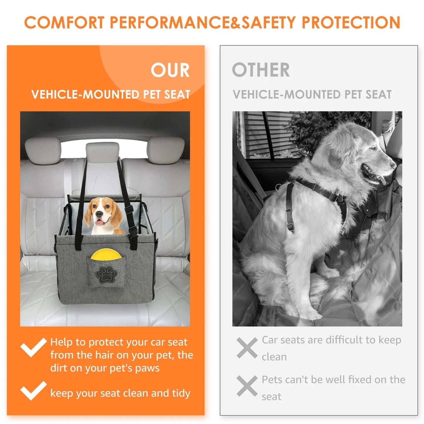 Mesh Window Oxford Dog Car Seat Booster
