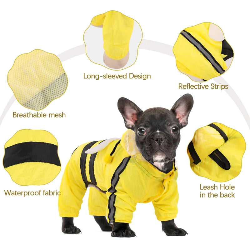 Reflective Hooded Cute Dog Raincoat