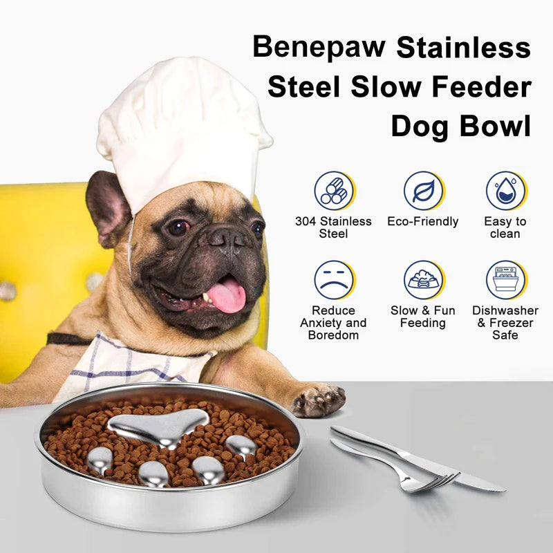 High End Stainless Steel Anti-Gulping Dog Bowl