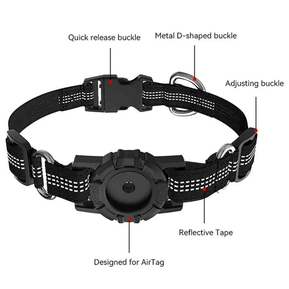 Adjustable Reflective Dog AirTag Collar