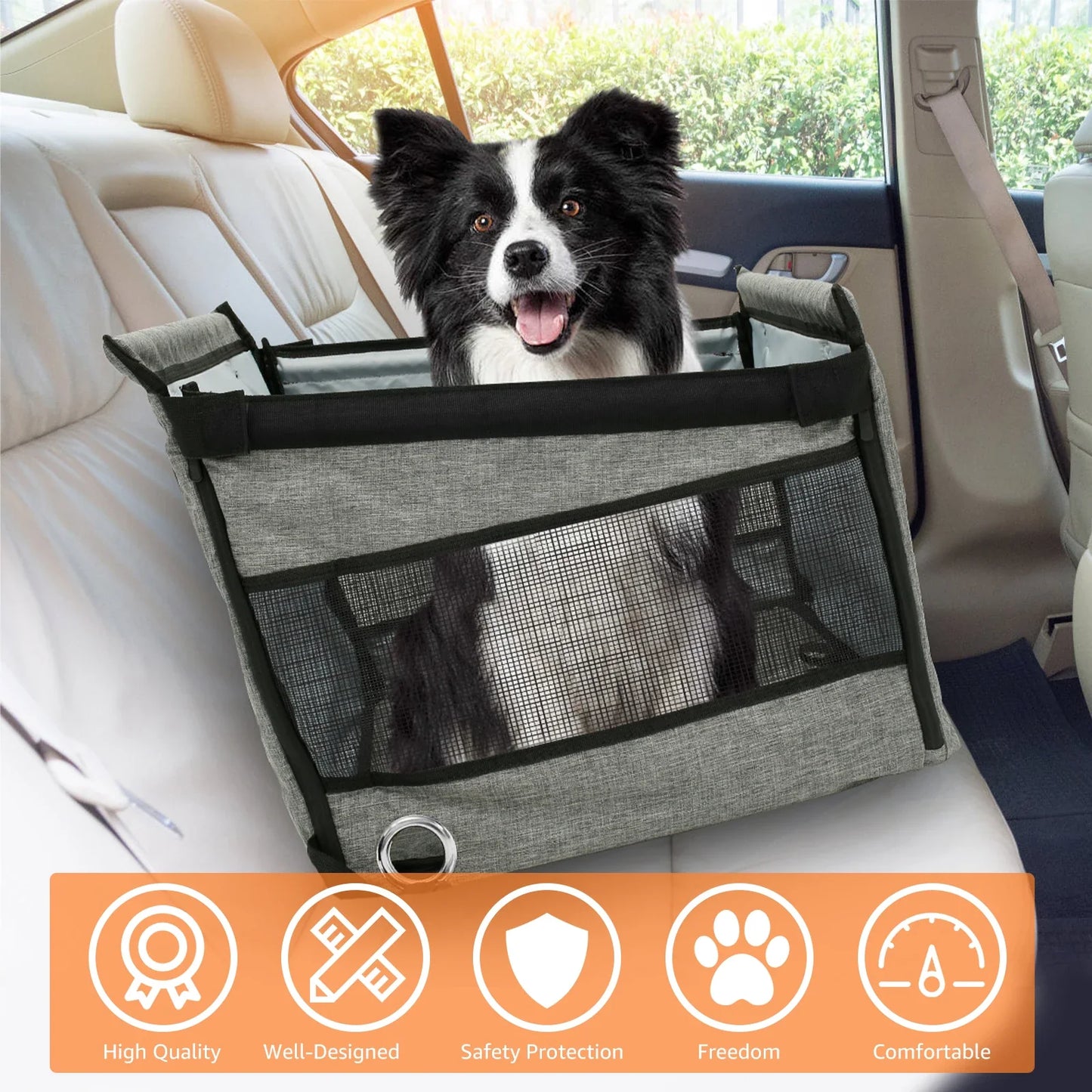 Mesh Window Oxford Dog Car Seat Booster