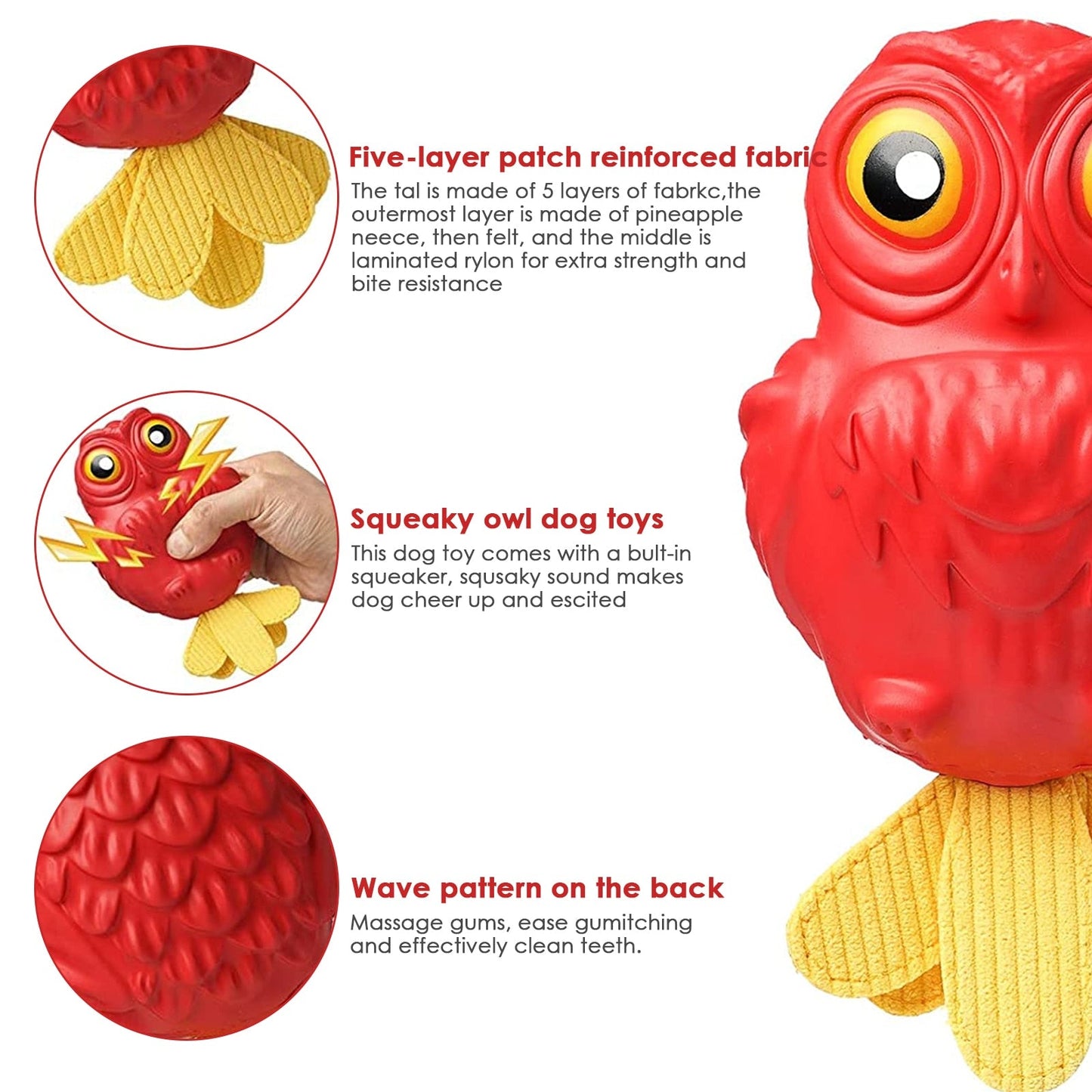 Indestructible Squeaky Owl Dog Toys