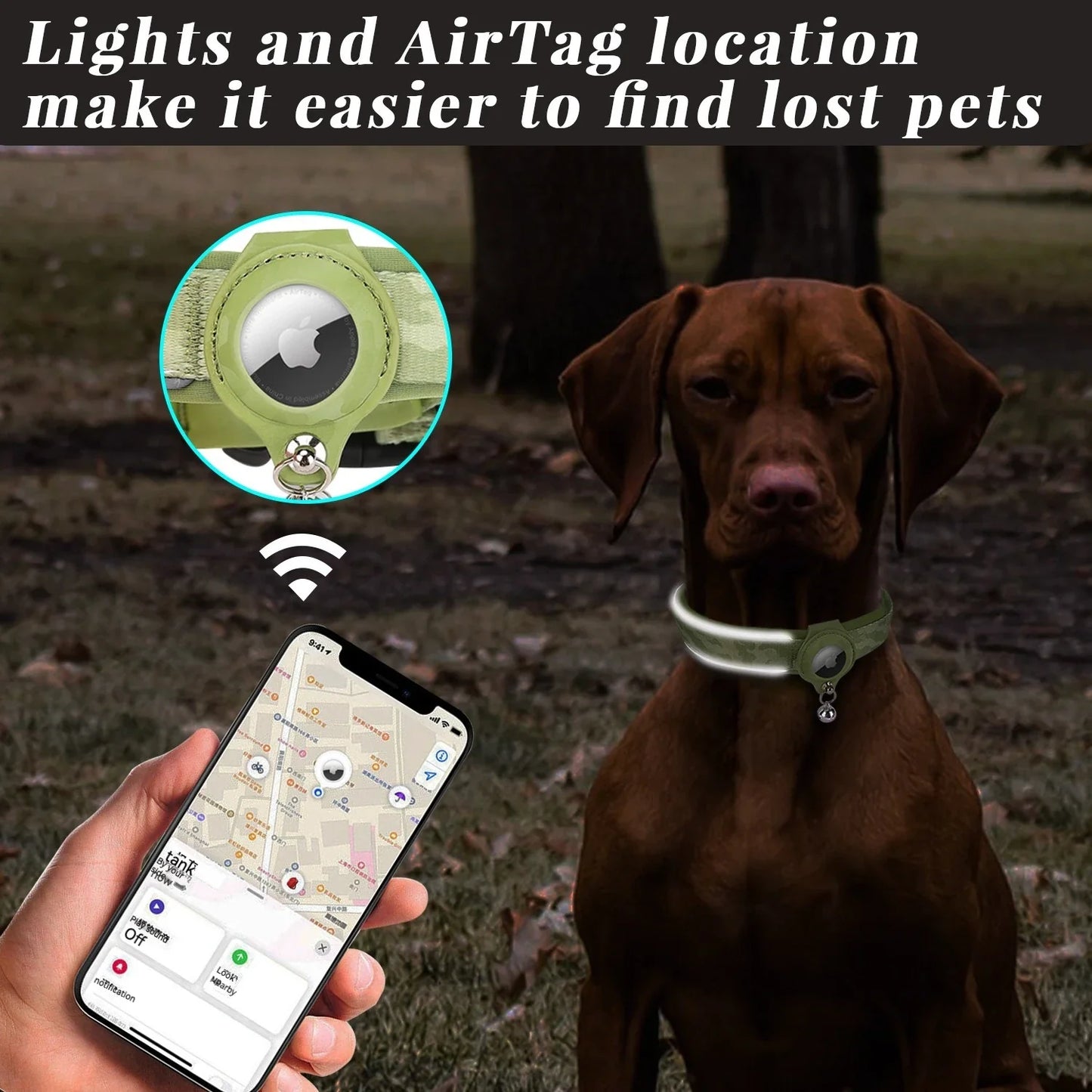 Reflective Big Dogs AirTag Collar