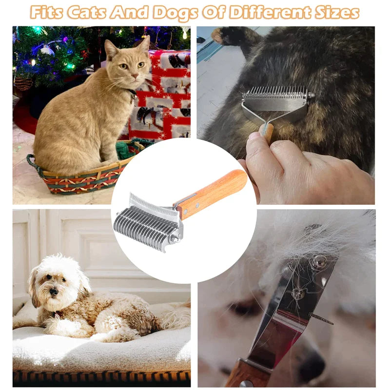 Professional 3-in-1 Deshedding Dog Rake Brush