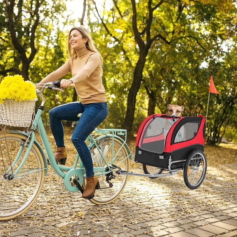 Foldable 3 Entrances Dog Bike Trailer
