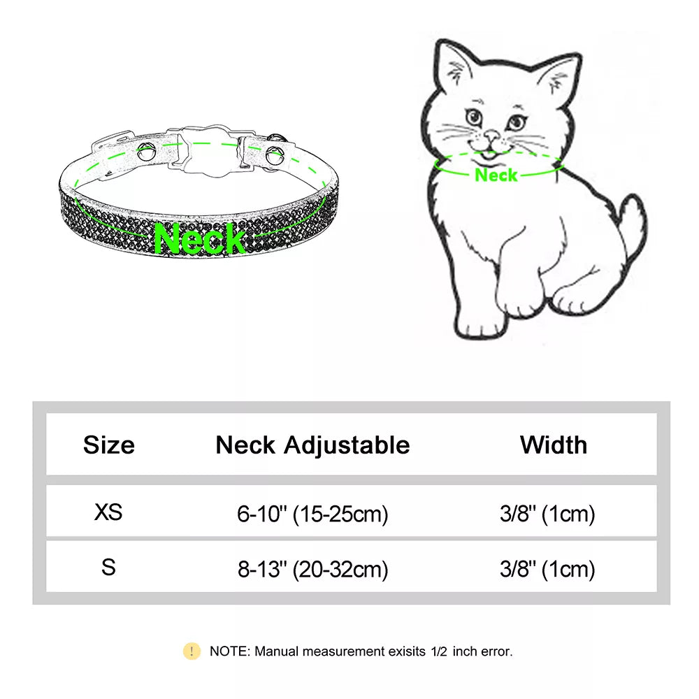 Soft Suede Leather Cat Bling Collars