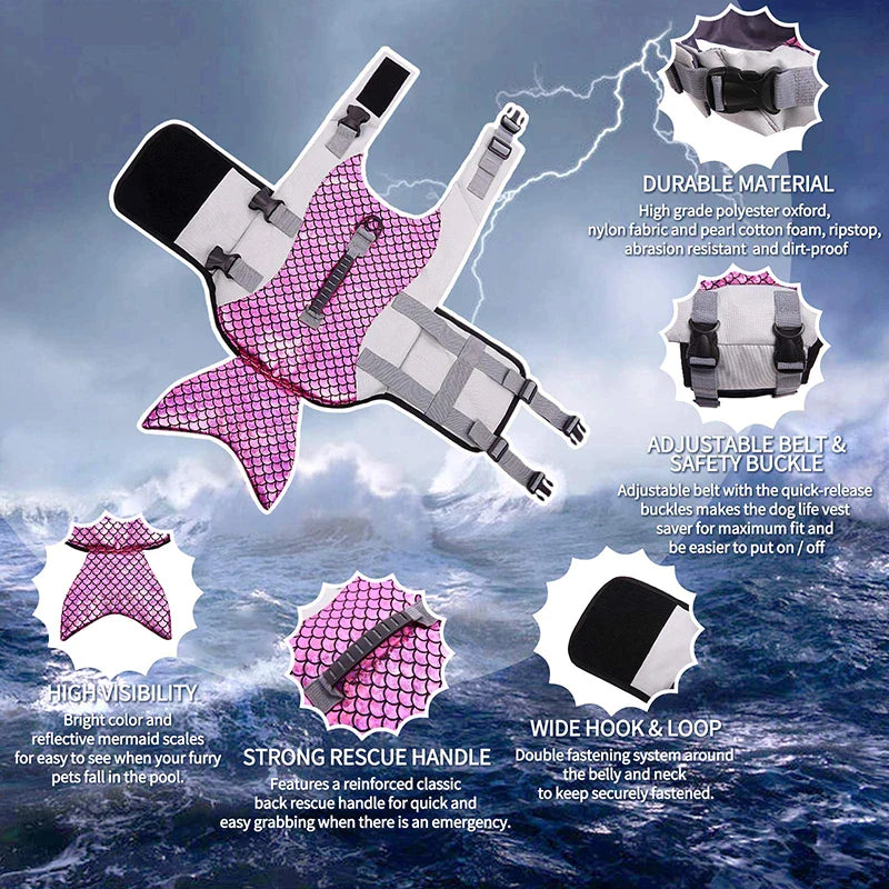 Cute Mermaid Dog Life Jacket