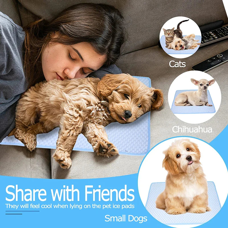 Cold Fabric Ice Silk Dog Cooling Mat