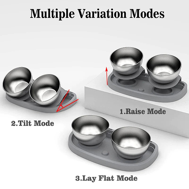 Stainless Steel Raised Double Pet Feeder