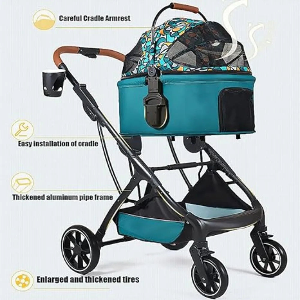 Leather Handle Pet Carrier & Stroller