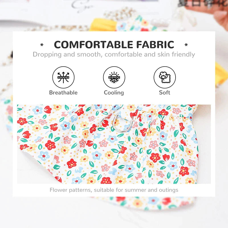 Cute Floral Dog Dress With D Ring