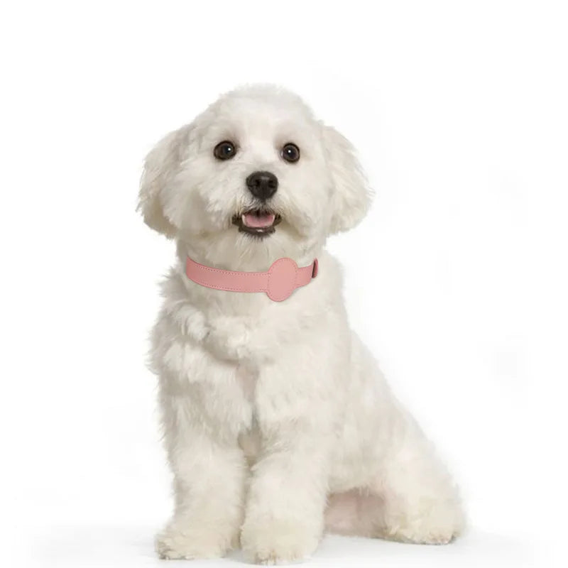 Reflective Leather Pet AirTag Collar
