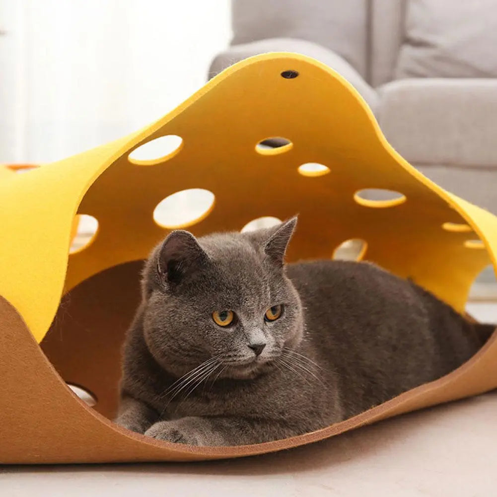 Foldable Cute Cat Felt Hiding Tunnel
