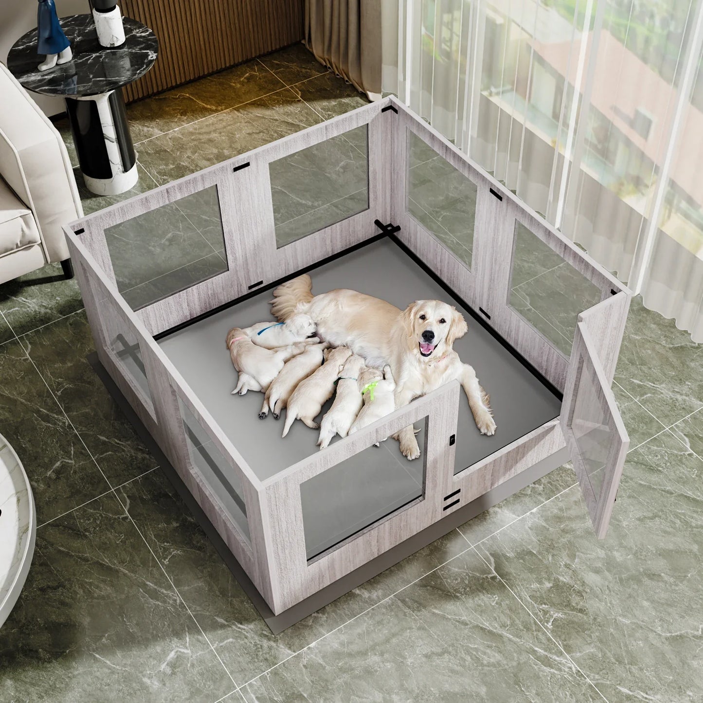 Indoor Tempered Glass Dog Playpen