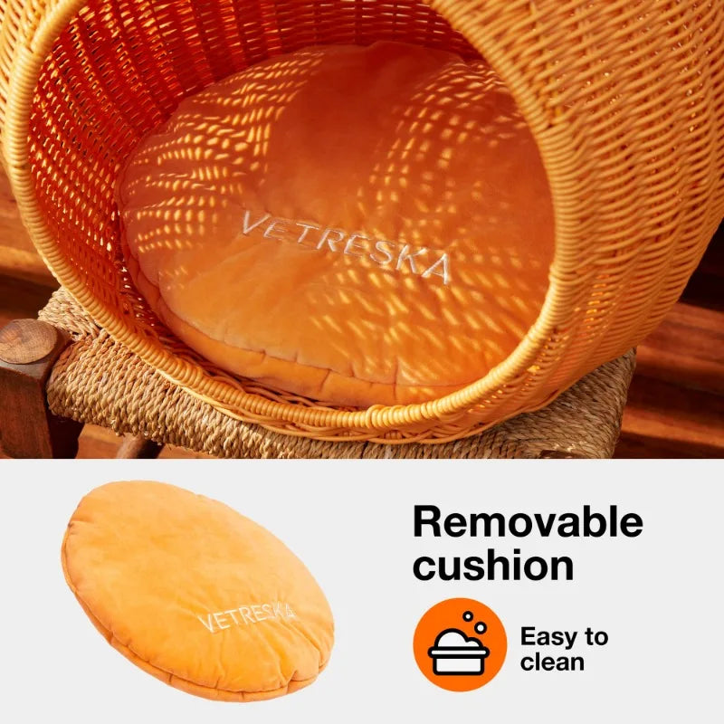 Hand Woven Rattan Cat Bed